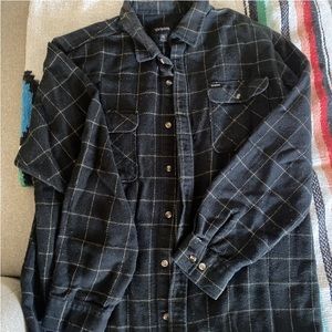 Brixton Shirt Mens XL Plaid Long Sleeve Flannel Cotton Blend Button Black